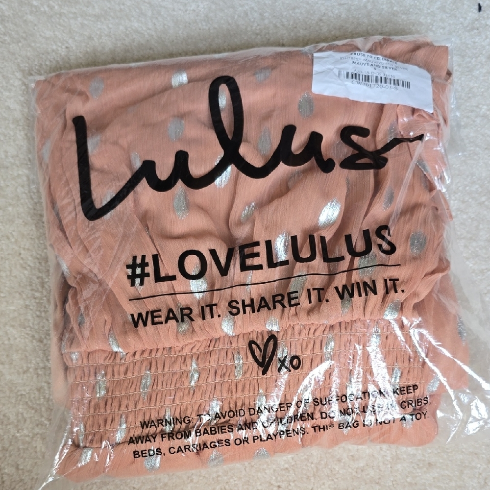 Lulus Cause To Celebrate Mauve And Silver Small Nwt
